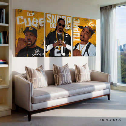 Hip Hop Legends 3 Panel 4K Ultra HD Wall Art in Pakistan | IBRELIA™ IBRELIA
