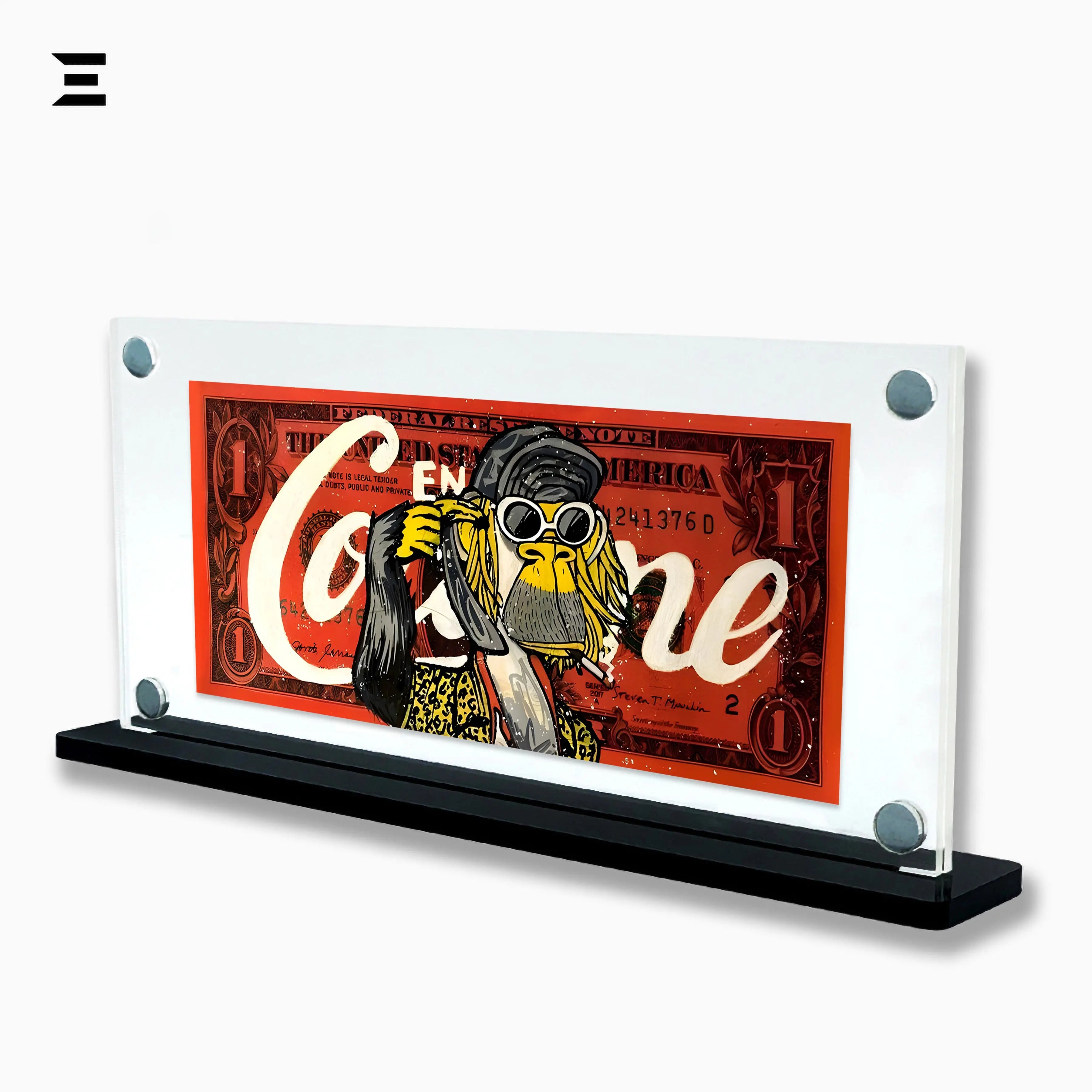 Premium Magnetic Acrylic Frame with Black Base – Coco Ape $1 Dollar Pop Art IBRELIA
