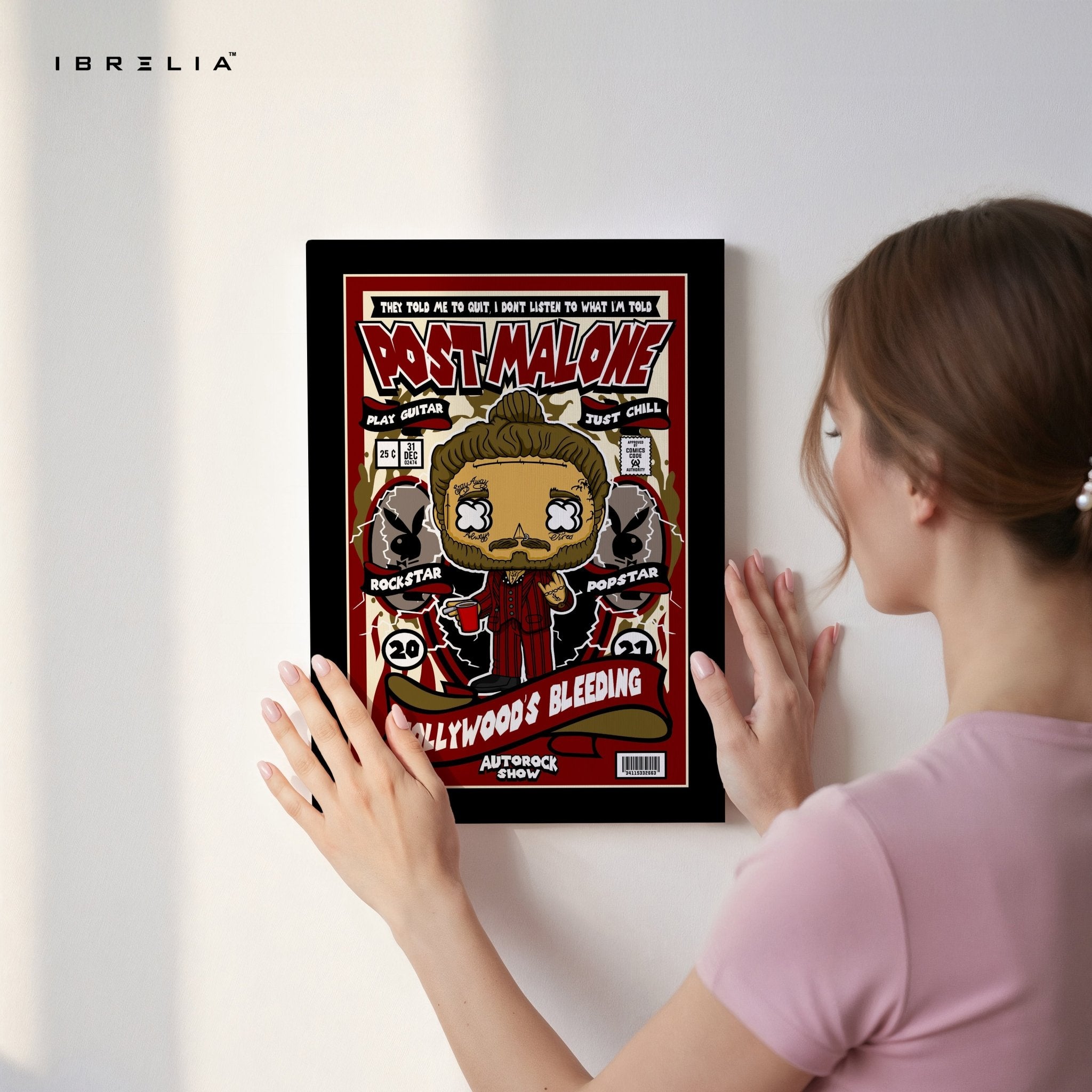 Post Malone “Hollywood’s Bleeding” Pop Art Comic Edition – 4K Ultra Wrap Frame Wall Art in Pakistan | IBRELIA™ - IBRELIA