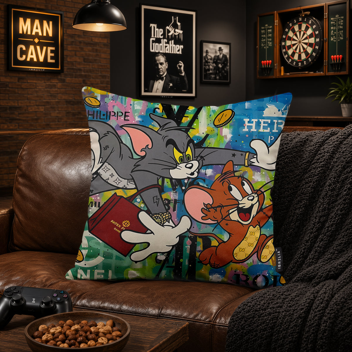 Tom & Jerry Luxury Money Pop Art Cushion | Premium Velvet Suede | Double-Sided Print