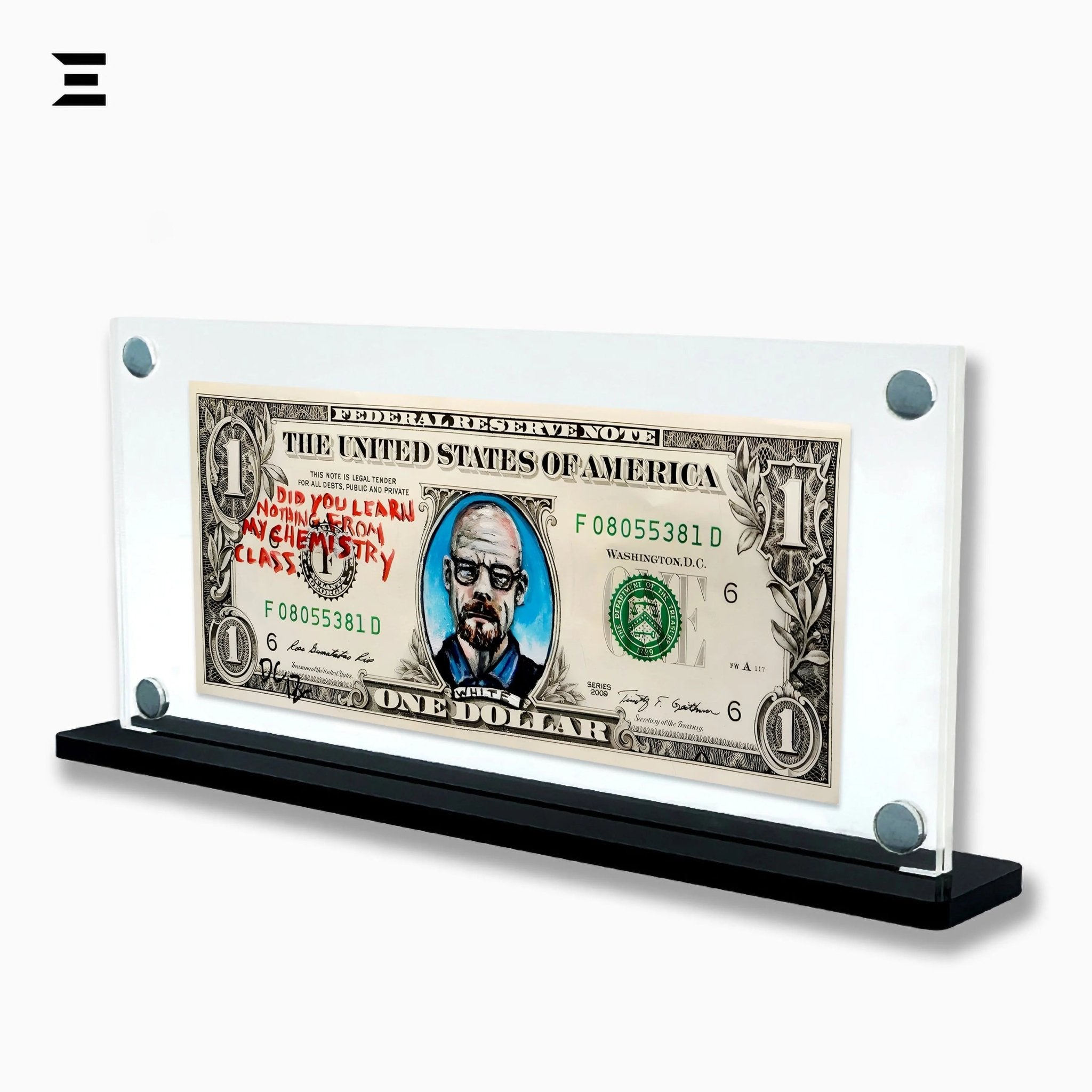 Premium Magnetic Acrylic Frame with Black Base – Walter White Breaking Bad $1 Dollar Pop Art - IBRELIA