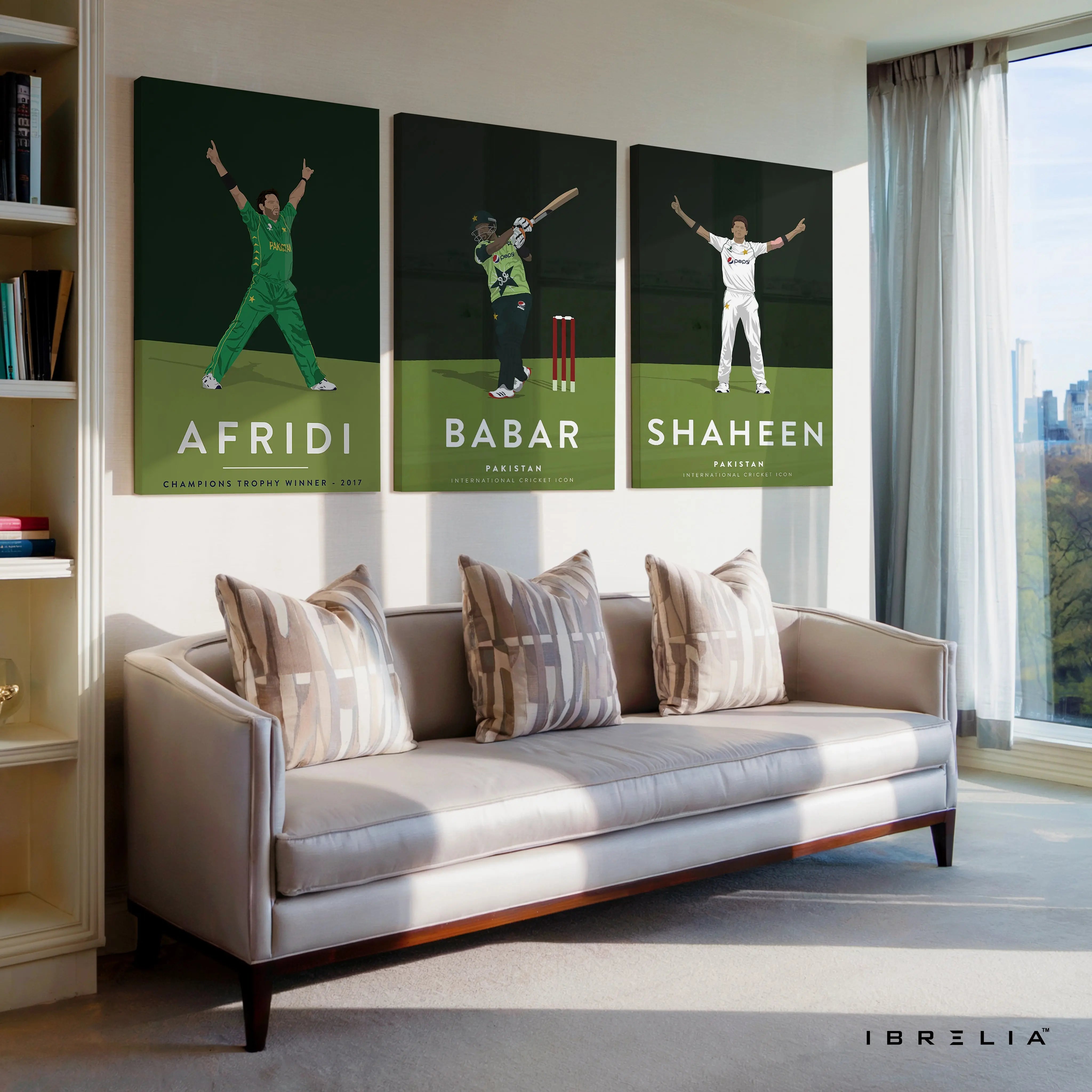 Pakistan Cricket Legends 3 Panel 4K Ultra HD Wall Art in Pakistan | IBRELIA™ IBRELIA