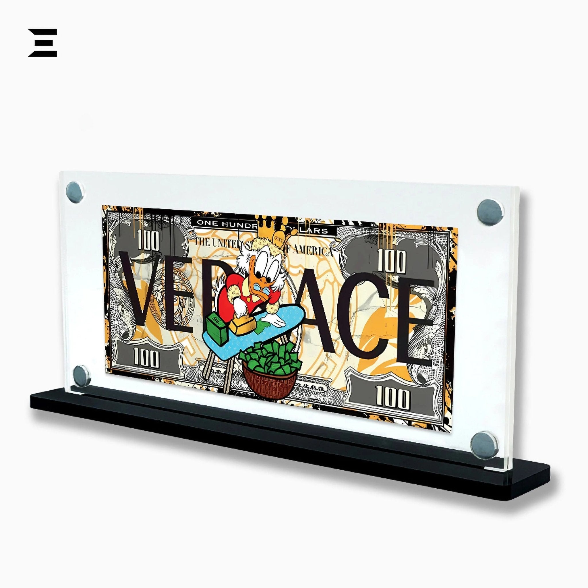 Premium Magnetic Acrylic Frame with Black Base – Scrooge McDuck "Versace Money" Edition - IBRELIA