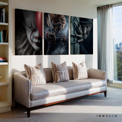 Horror Icons Nightmare 3 Panel 4K Ultra HD Wall Art in Pakistan | IBRELIA™ IBRELIA