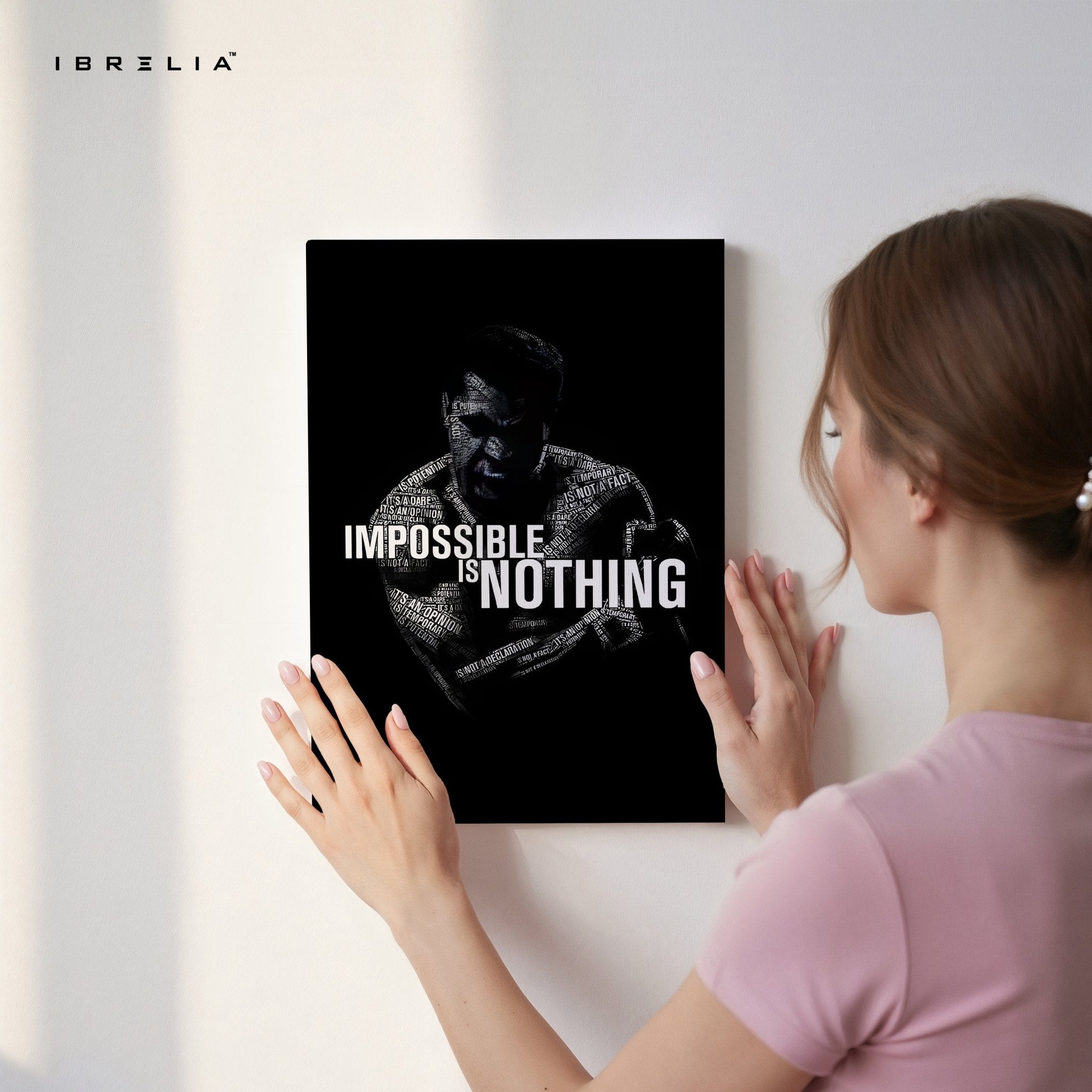 Impossible Is Nothing – Muhammad Ali Typography Wall Frame | 4K Ultra Wrap Frame Wall Art in Pakistan | IBRELIA™ - IBRELIA