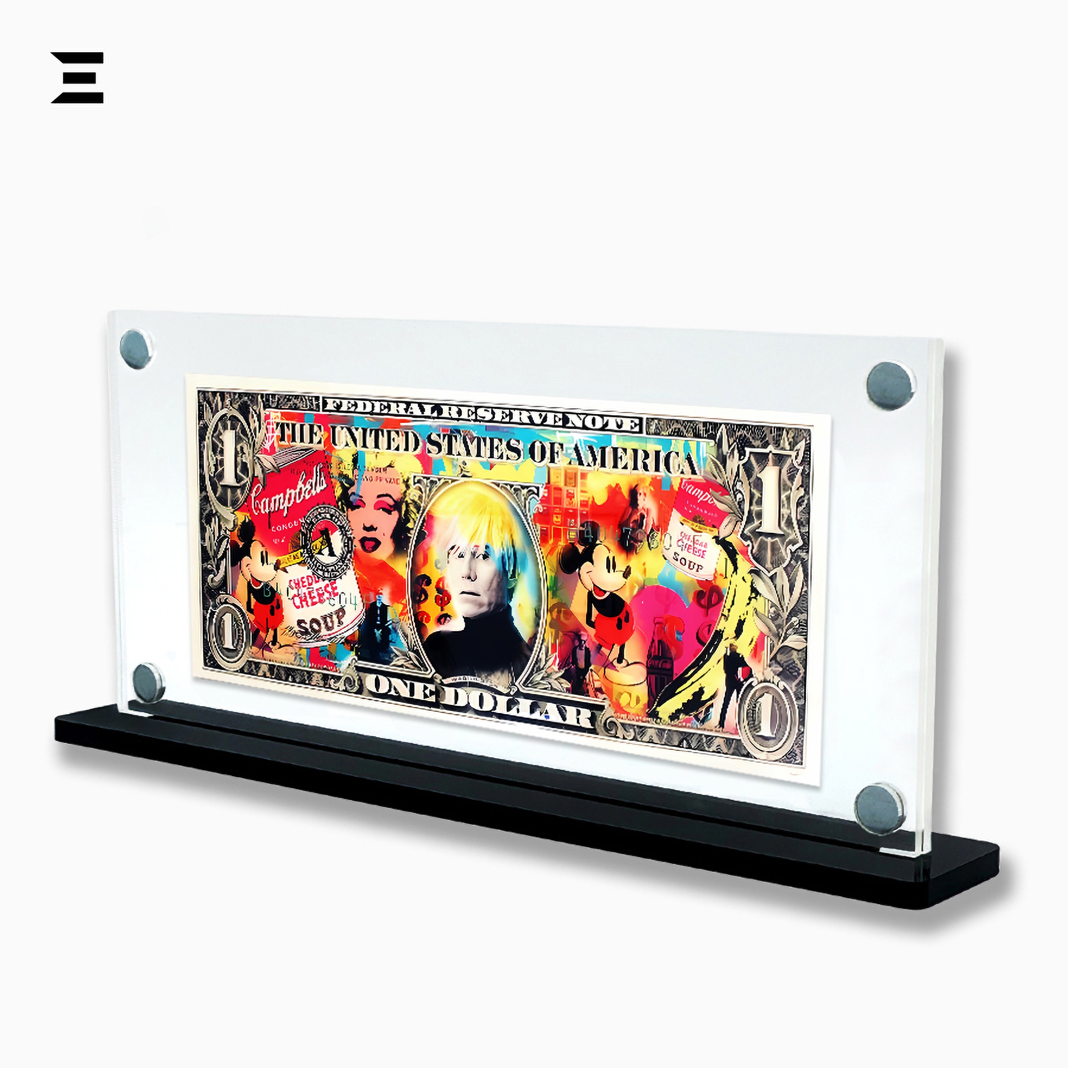 Premium Magnetic Acrylic Frame with Black Base – Andy Warhol, Marilyn Monroe & Mickey Mouse IBRELIA
