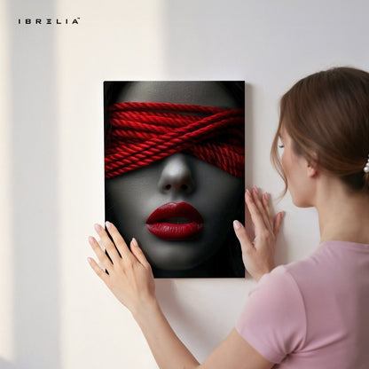 Red Blindfold Wall Frame | 4K Ultra Wrap Frame Wall Art in Pakistan | IBRELIA™ - IBRELIA