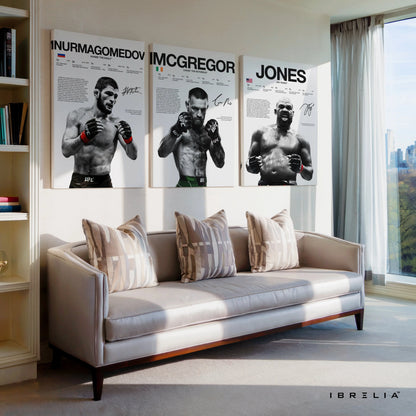 Khabib Nurmagomedov McGregor Jon Jones UFC Legends 3 Panel 4K Ultra HD Wall Art in Pakistan | IBRELIA™ IBRELIA
