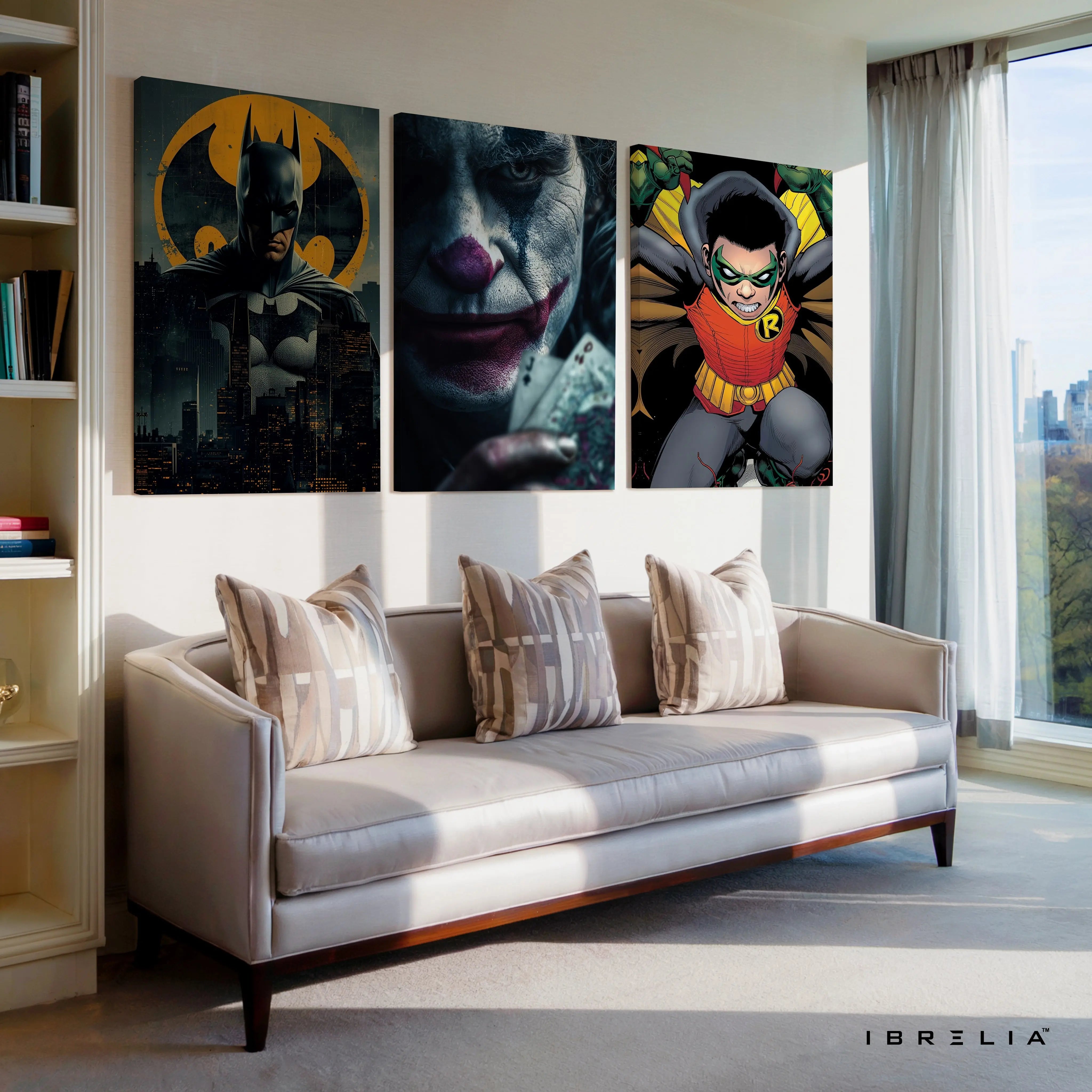 DC Dark Knight Joker Robin 3 Panel 4K Ultra HD Wall Art in Pakistan | IBRELIA™ IBRELIA
