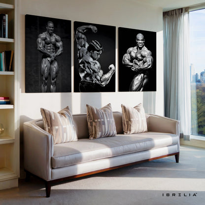 Bodybuilding Legends Power 3 Panel 4K Ultra HD Wall Art in Pakistan | IBRELIA™ IBRELIA