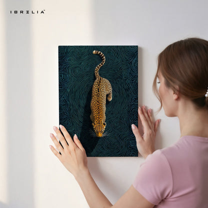 Golden Leopard Dive Wall Frame | 4K Ultra Wrap Frame Wall Art in Pakistan | IBRELIA™ - IBRELIA