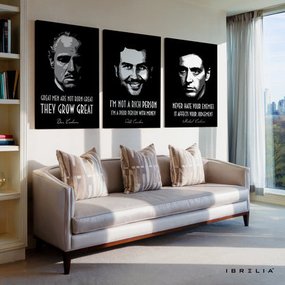 The Godfather Mafia Quotes 3 Panel 4K Ultra HD Wall Art in Pakistan | IBRELIA™ IBRELIA