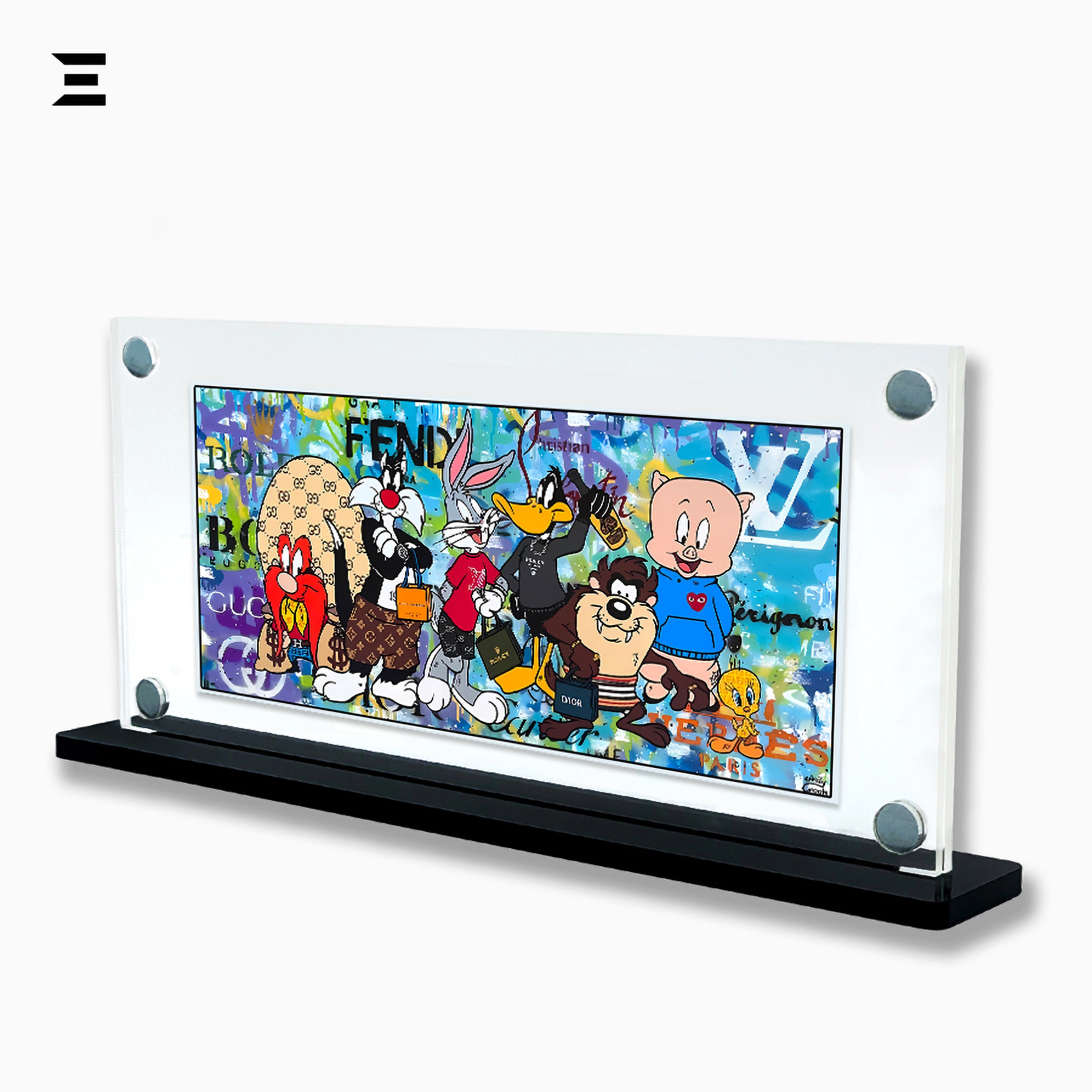 Premium Magnetic Acrylic Frame with Black Base – Looney Tunes Luxury Fashion Pop Art IBRELIA