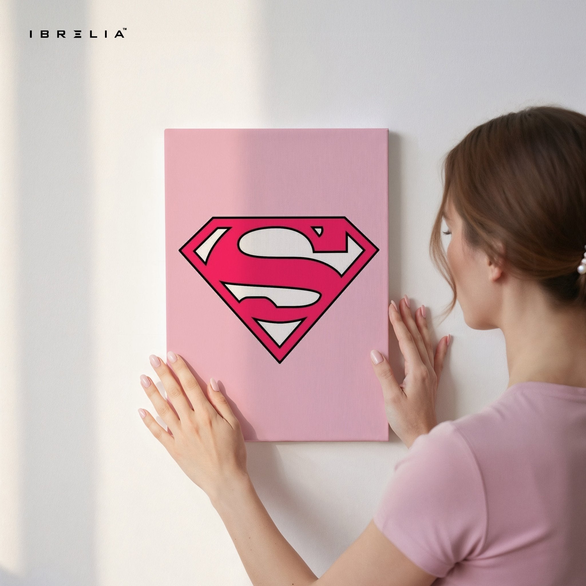 Pink Superman Logo Wall Frame | 4K Ultra Wrap Frame Wall Art in Pakistan | IBRELIA™ - IBRELIA
