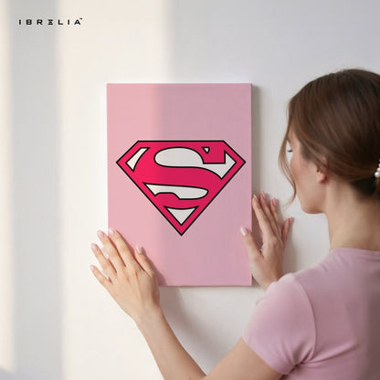 Pink Superman Logo Wall Frame | 4K Ultra Wrap Frame Wall Art in Pakistan | IBRELIA™ - IBRELIA