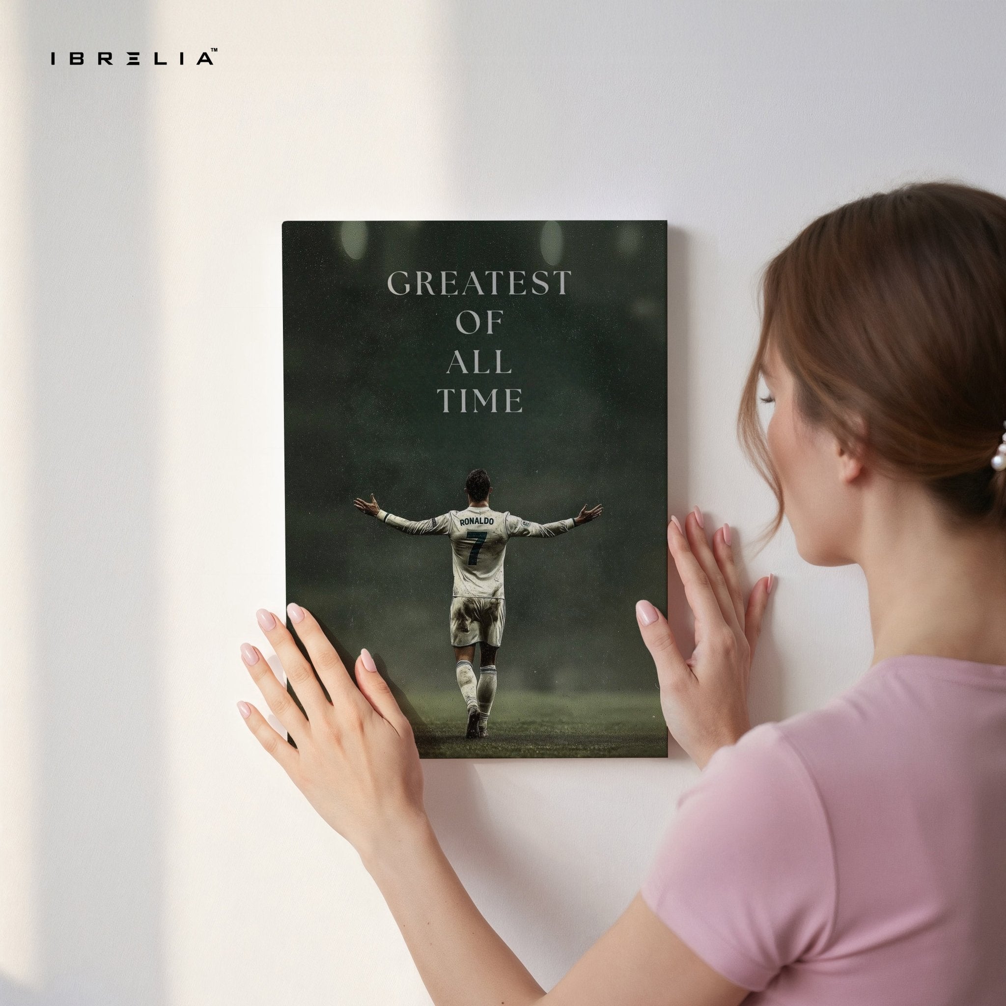 Cristiano Ronaldo “Greatest of All Time” Wall Frame | 4K Ultra Wrap Frame Wall Art in Pakistan | IBRELIA™