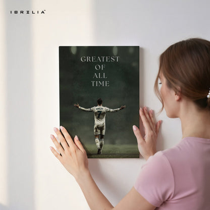 Cristiano Ronaldo “Greatest of All Time” Wall Frame | 4K Ultra Wrap Frame Wall Art in Pakistan | IBRELIA™ - IBRELIA