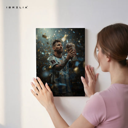 Lionel Messi World Champion Trophy Wall Frame | 4K Ultra Wrap Frame Wall Art in Pakistan | IBRELIA™ - IBRELIA