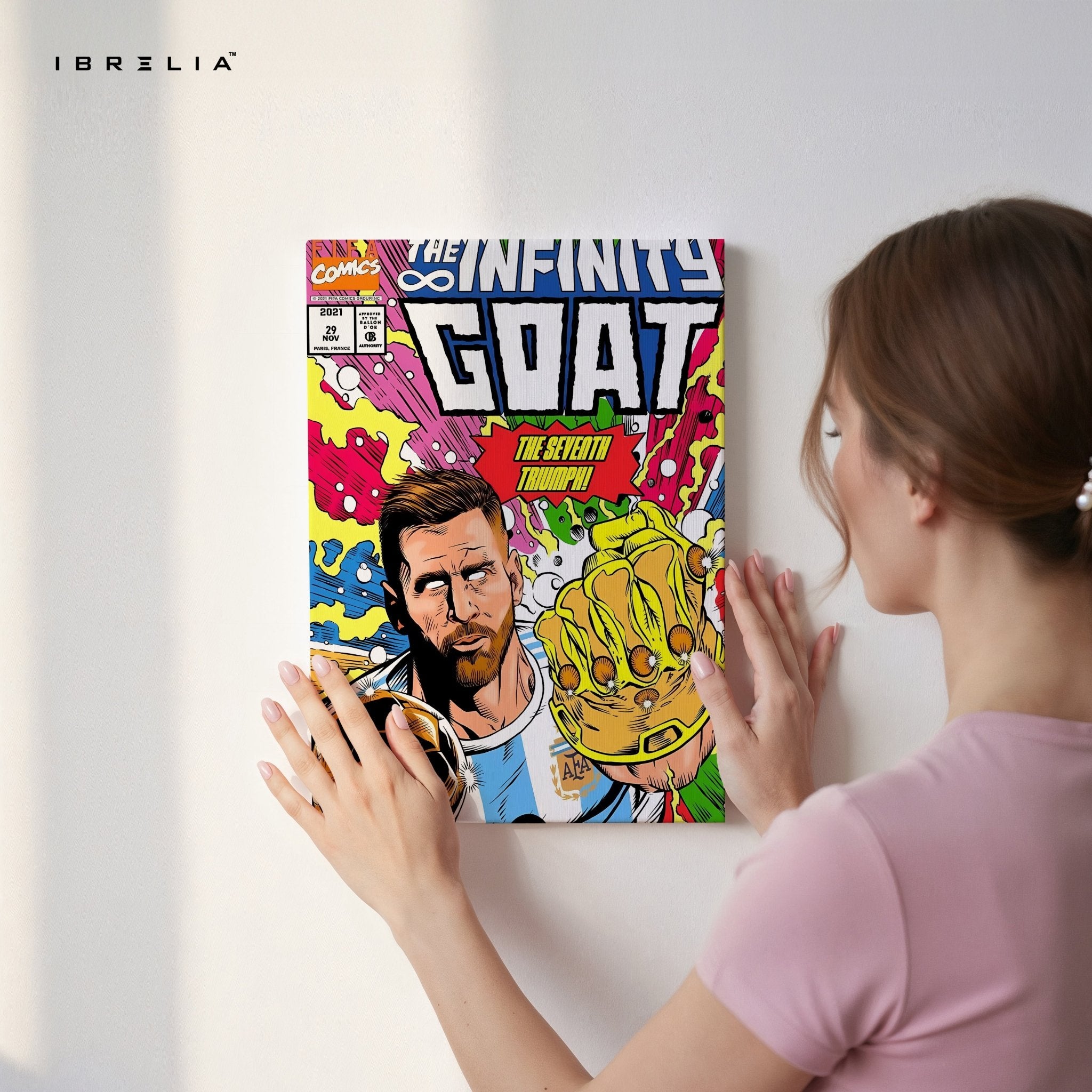 Messi “The Infinite GOAT” Comic Wall Frame | 4K Ultra Wrap Frame Wall Art in Pakistan | IBRELIA™ - IBRELIA