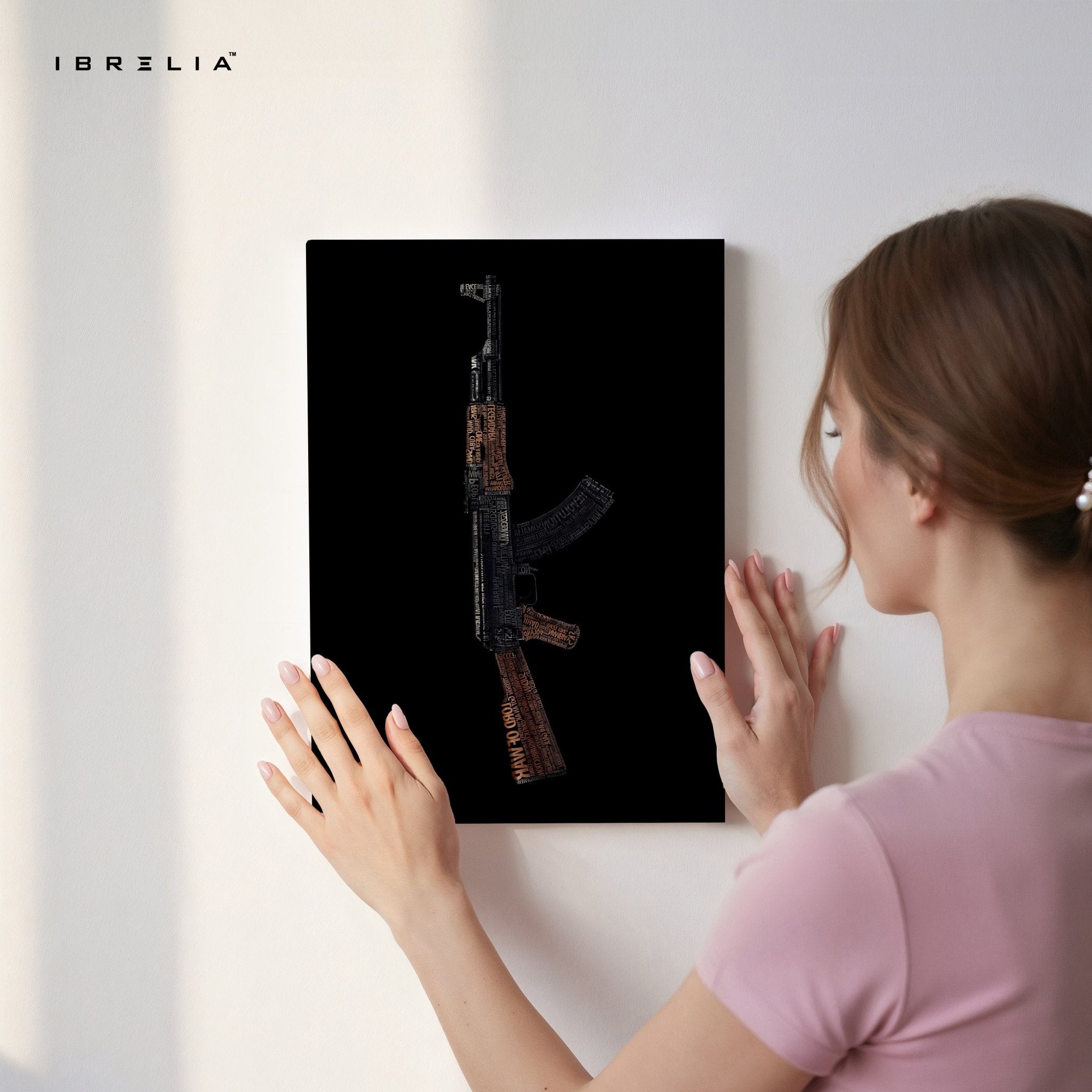John Wick Typographic AK - 47 4K Ultra Wrap Frame Wall Art in Pakistan | IBRELIA™ - IBRELIA