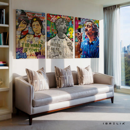 Iconic Legends Street Art 3 Panel 4K Ultra HD Wall Art in Pakistan | IBRELIA™ IBRELIA