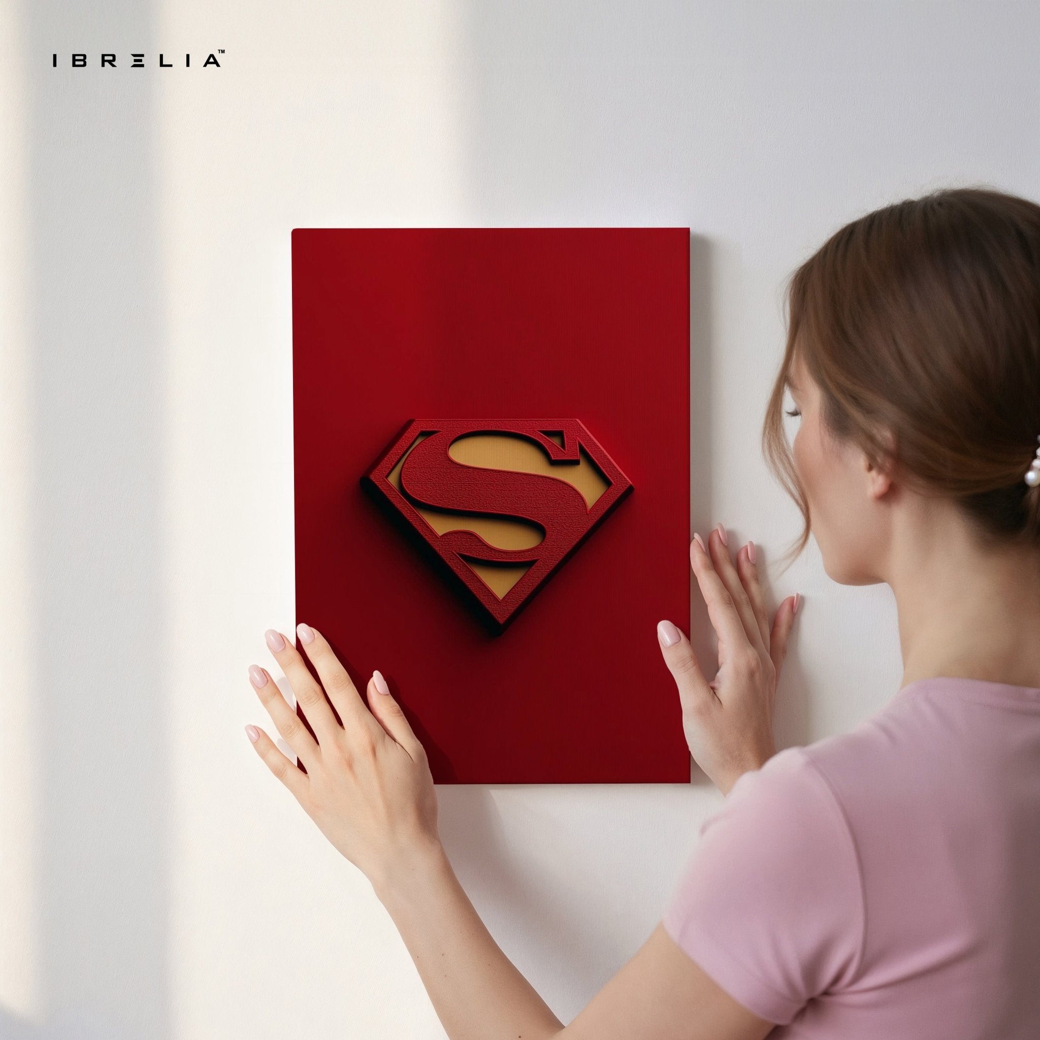 Superman Logo Wall Frame | Red & Gold 3D Design | 4K Ultra Wrap Frame Wall Art in Pakistan | IBRELIA™ - IBRELIA