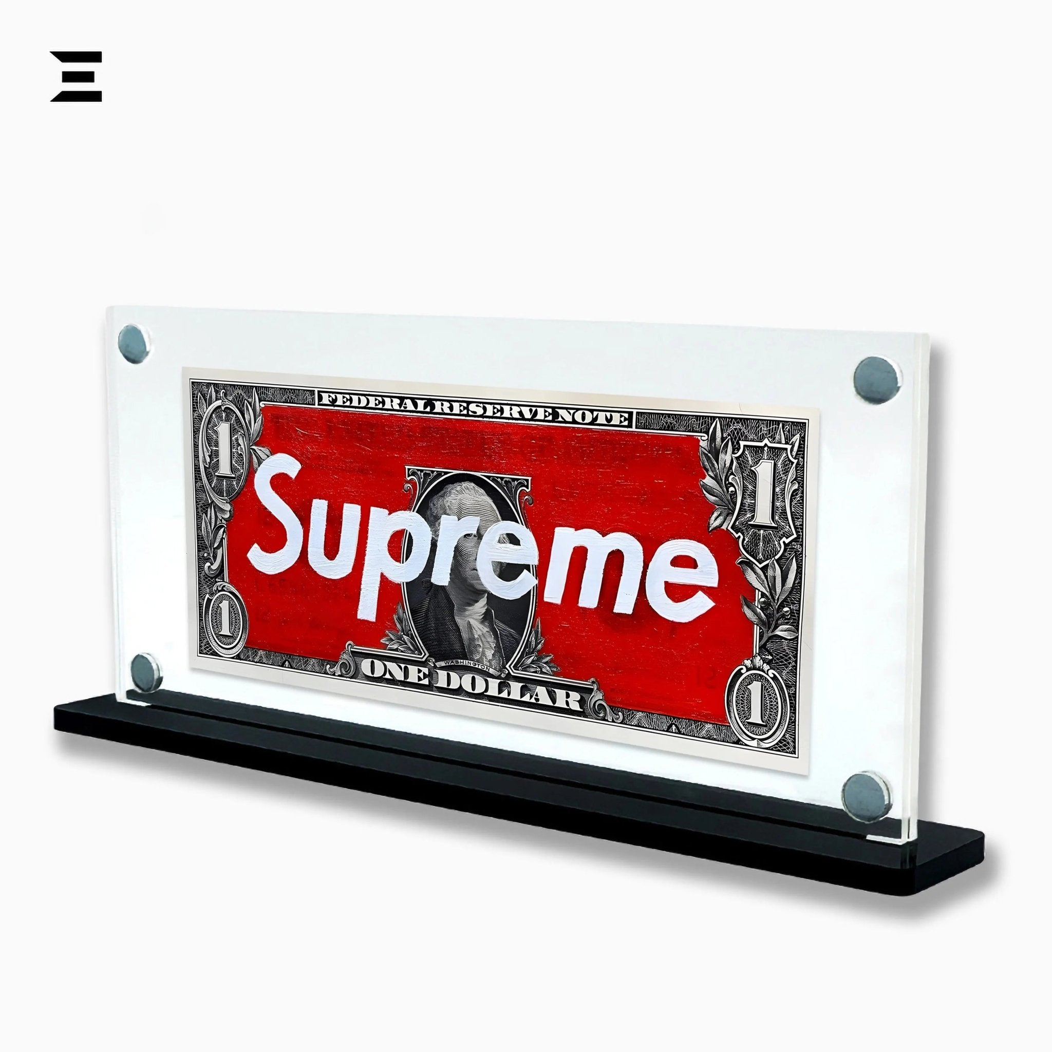 Premium Magnetic Acrylic Frame with Black Base – Supreme $1 Dollar Pop Art - IBRELIA