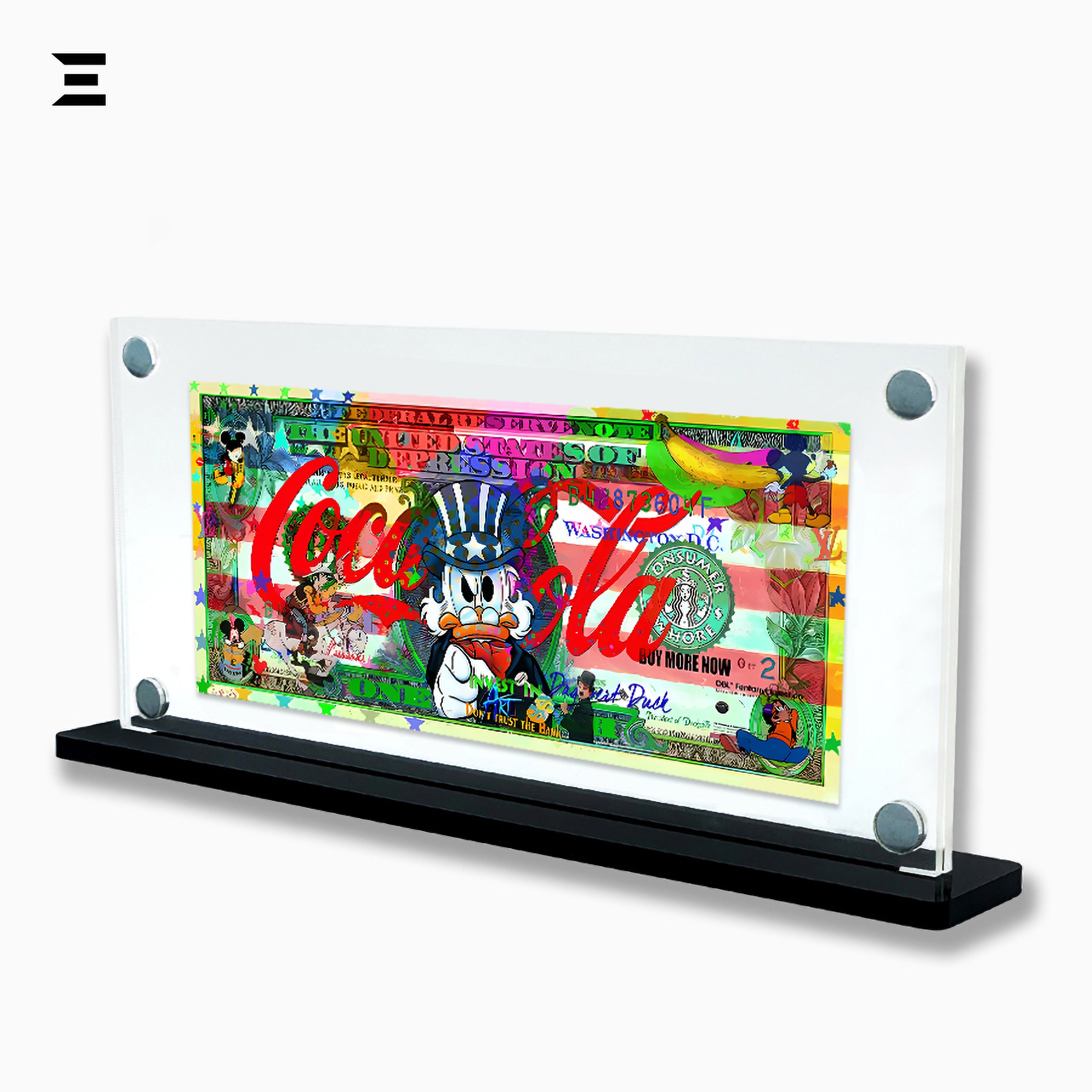 Premium Magnetic Acrylic Frame with Black Base – Scrooge McDuck Coca-Cola $2 Pop Art IBRELIA