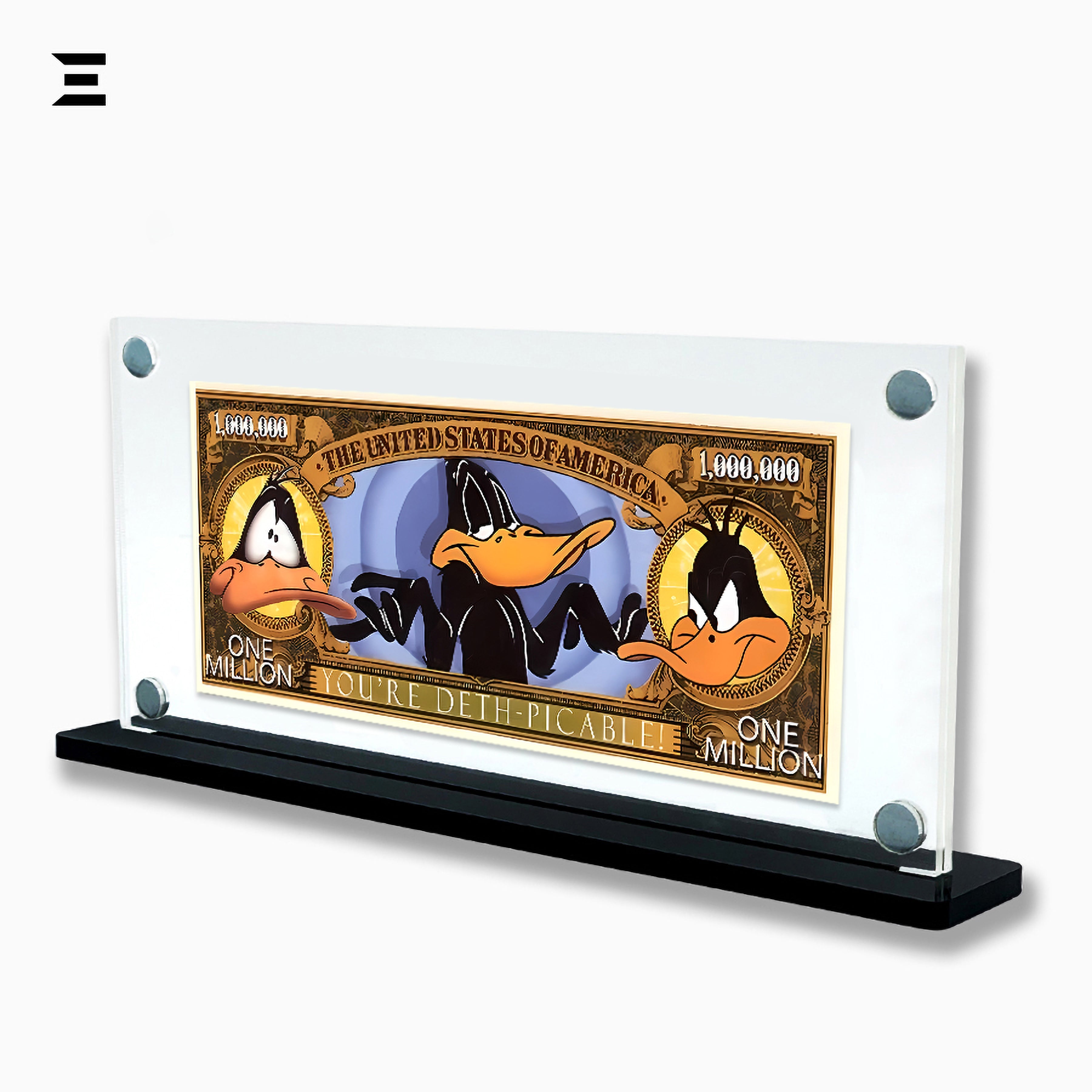 Premium Magnetic Acrylic Frame with Black Base – Daffy Duck “You’re Deth-picable” Million Dollar Pop Art IBRELIA