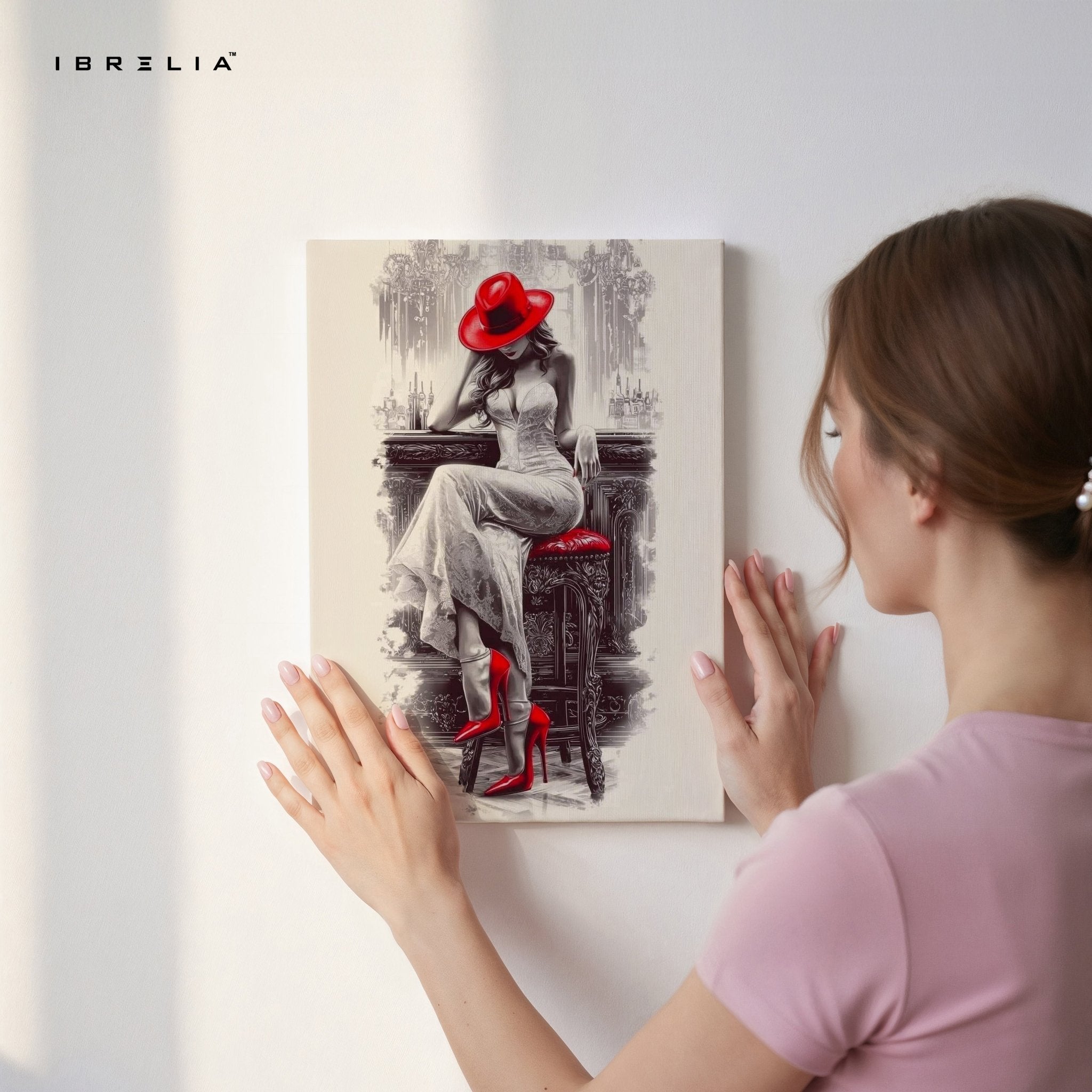 Lady in Red Wall Frame | 4K Ultra Wrap Frame Wall Art in Pakistan | IBRELIA™