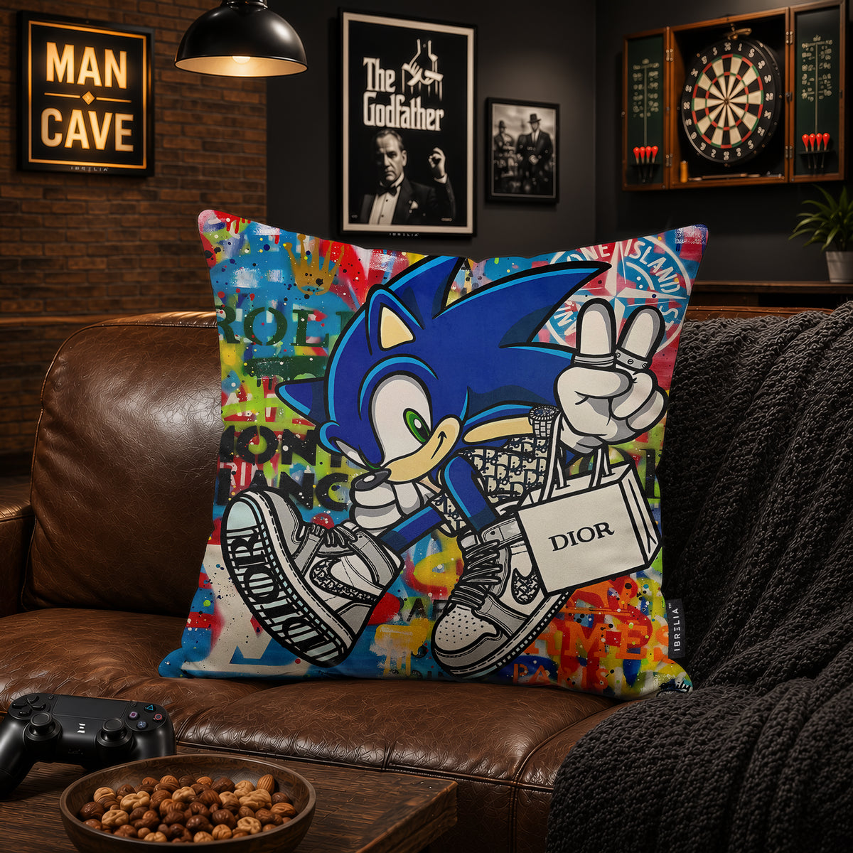 Sonic Luxury Streetwear Pop Art Cushion | Premium Velvet Suede | Double-Sided Print