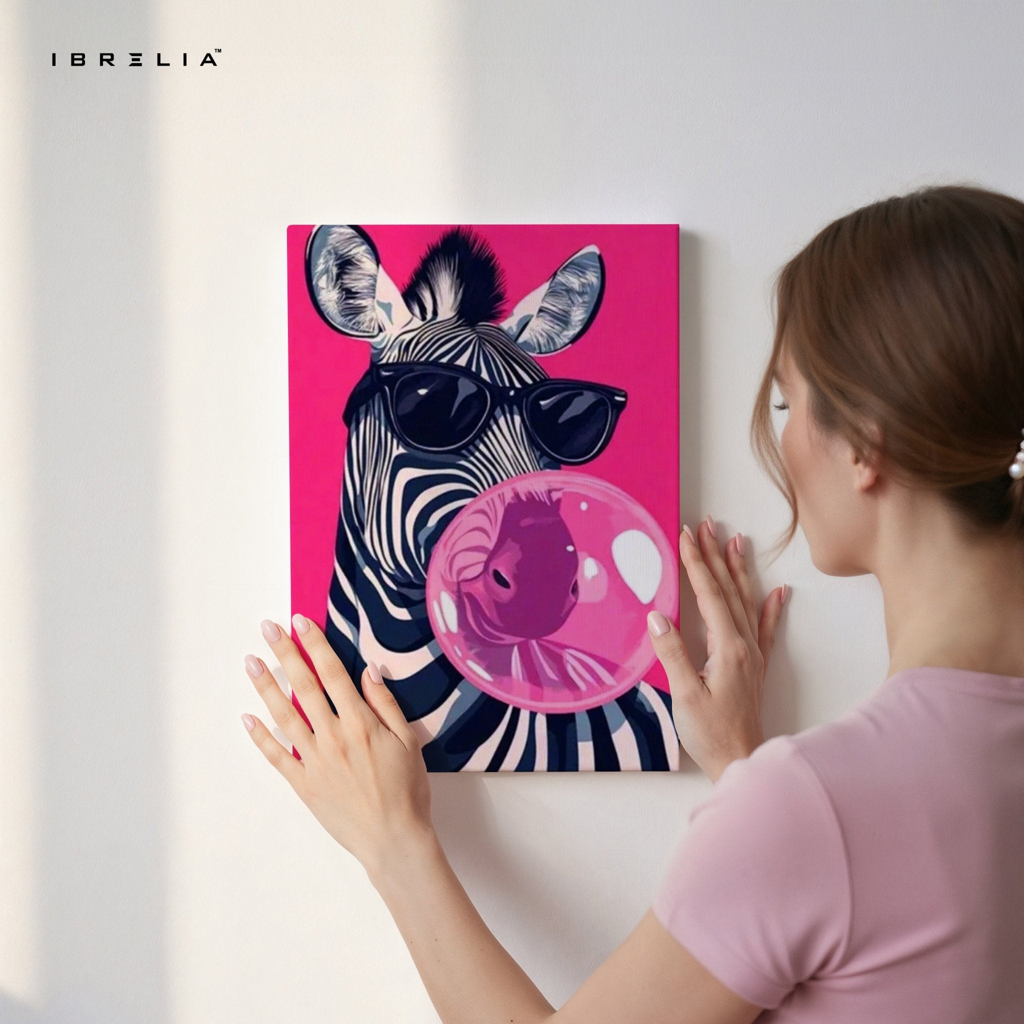 Bubblegum Zebra Wall Frame | 4K Ultra Wrap Frame Wall Art in Pakistan | IBRELIA™