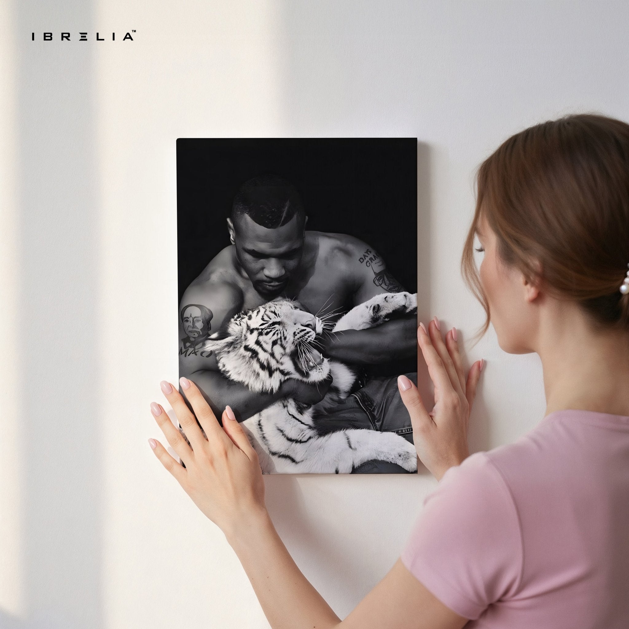 Mike Tyson & White Tiger Wall Art – Power Meets Majesty | IBRELIA™ - IBRELIA