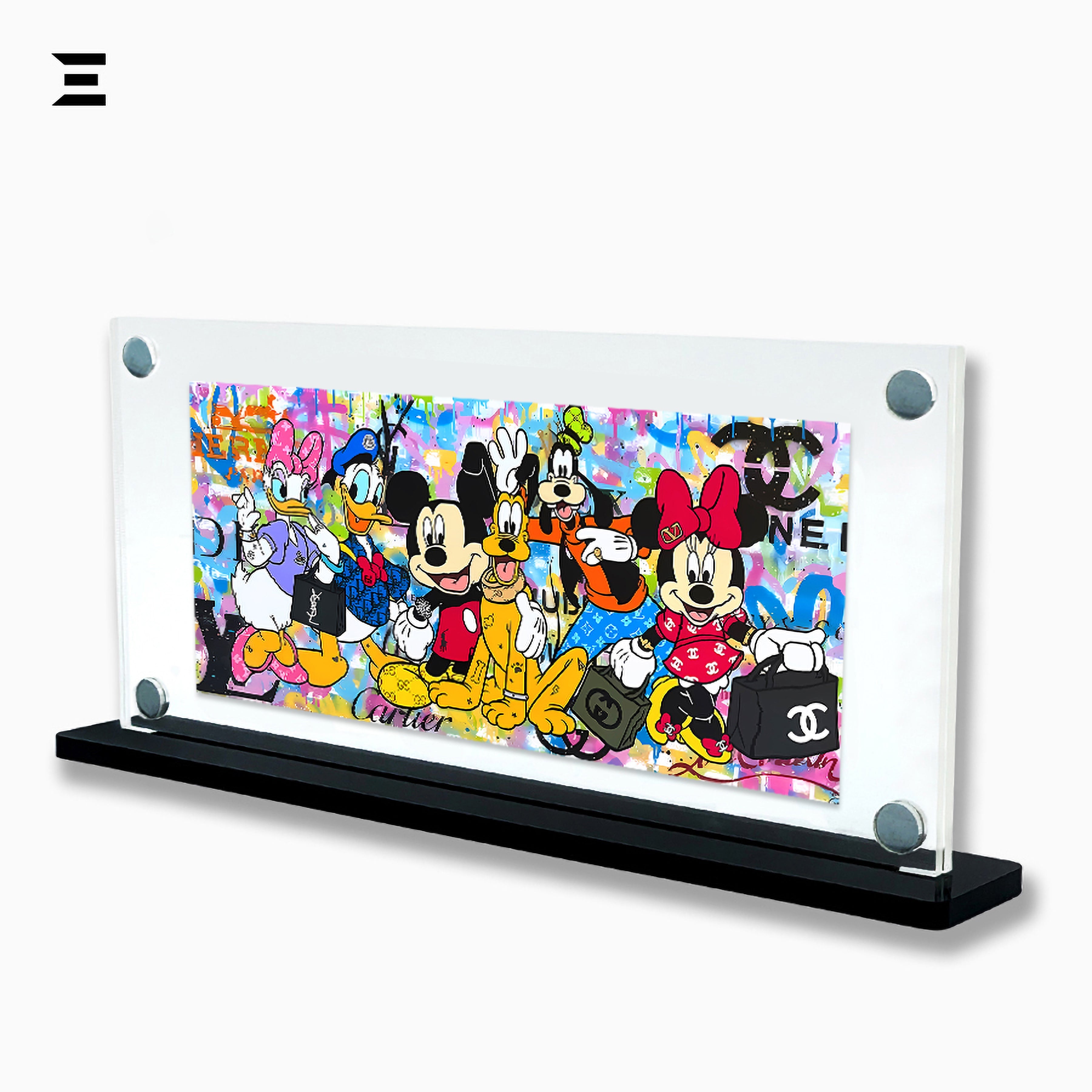 Premium Magnetic Acrylic Frame with Black Base – Mickey, Minnie, Donald, Daisy, Goofy & Pluto Pop Art IBRELIA