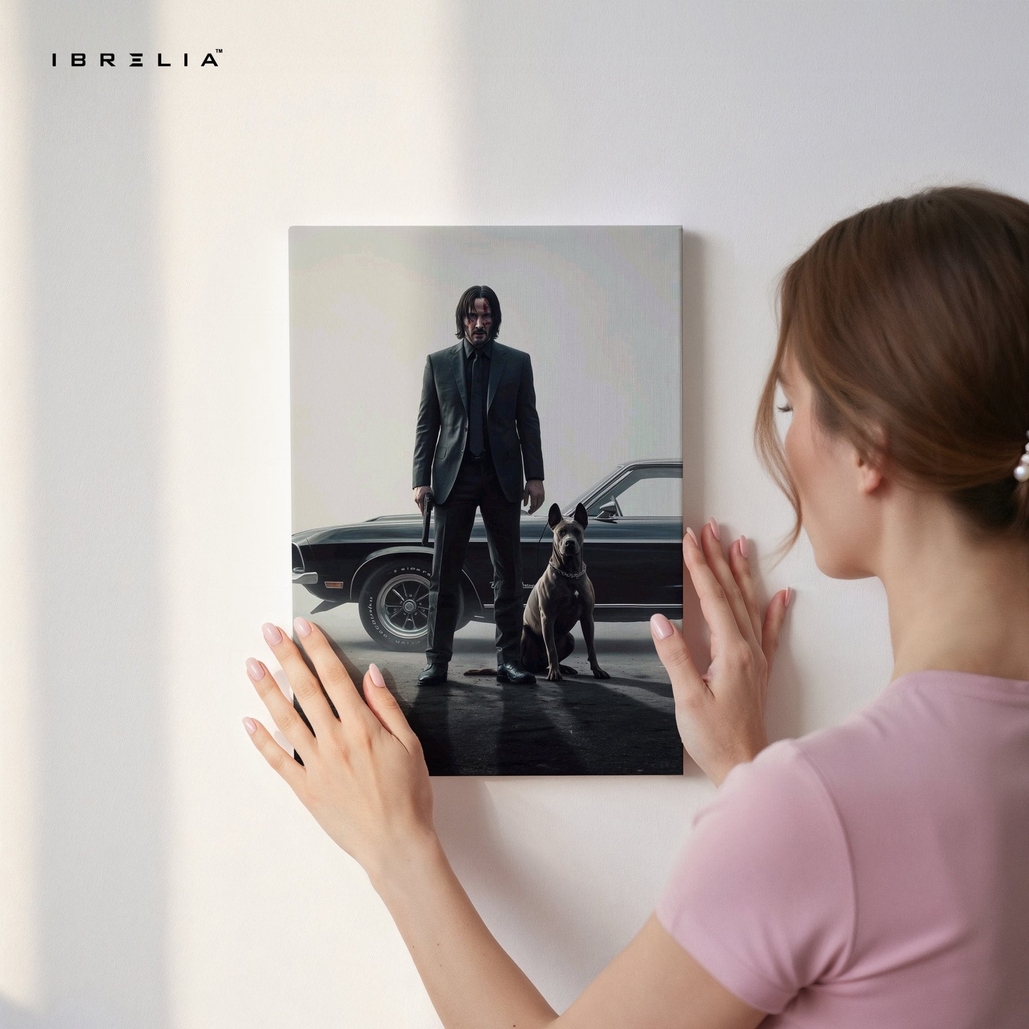 John Wick Dog & Mustang Cinematic 4K Ultra Wrap Frame Wall Art in Pakistan | IBRELIA™ - IBRELIA
