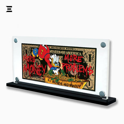 Premium Magnetic Acrylic Frame with Black Base – Scrooge McDuck "More Money More Problems" Pop Art IBRELIA