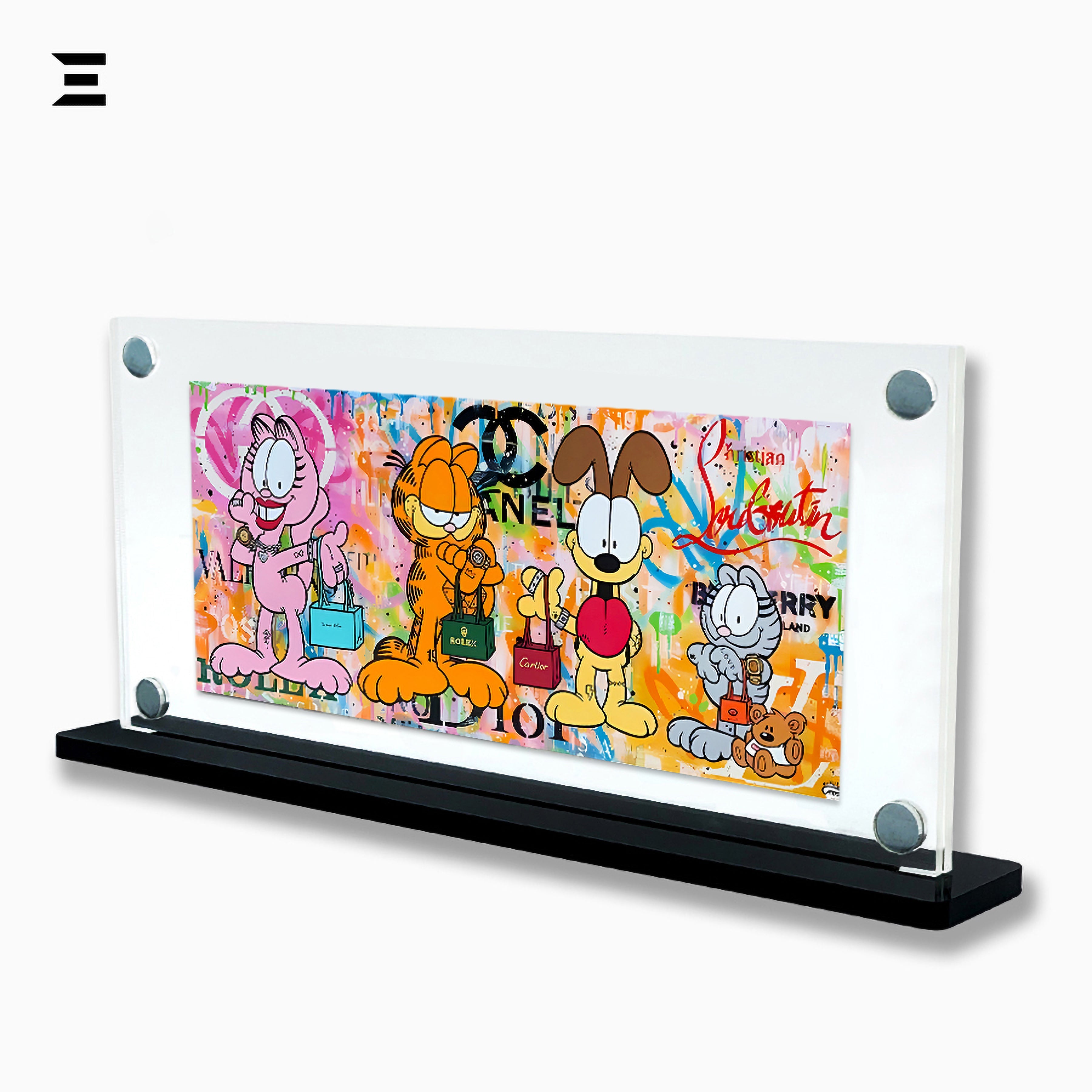 Premium Magnetic Acrylic Frame with Black Base – Garfield, Odie, Arlene & Nermal Luxury Pop Art IBRELIA