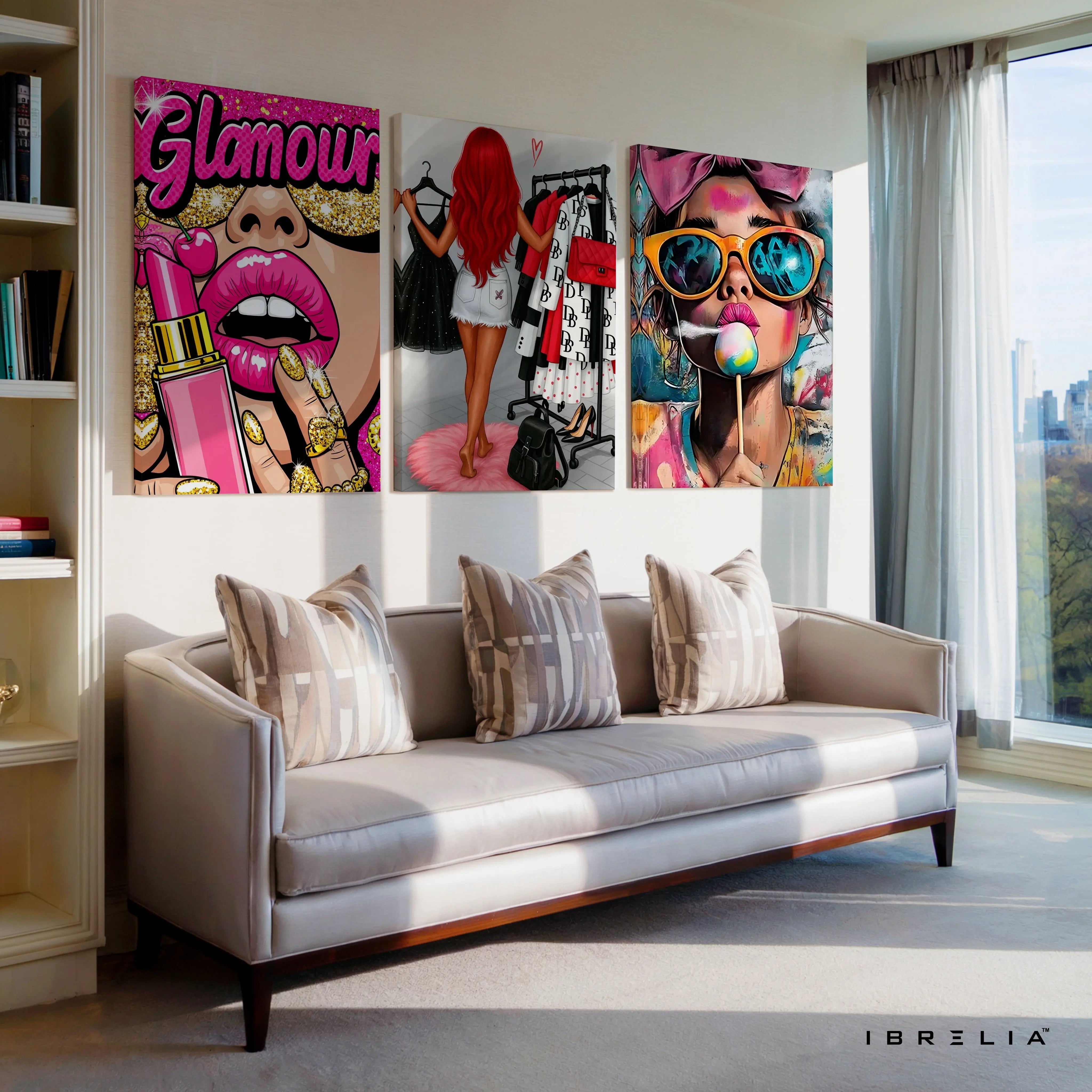 Glamour Fashion Pop Art 3 Panel 4K Ultra HD Wall Art in Pakistan | IBRELIA™ IBRELIA