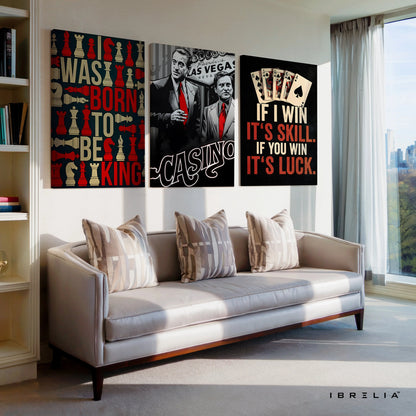 Casino Kings 3 Panel Poker & Strategy 4K Ultra HD Wall Art in Pakistan | IBRELIA™ IBRELIA