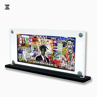 Premium Magnetic Acrylic Frame with Black Base – Jean-Michel Basquiat Pop Art Dollar IBRELIA