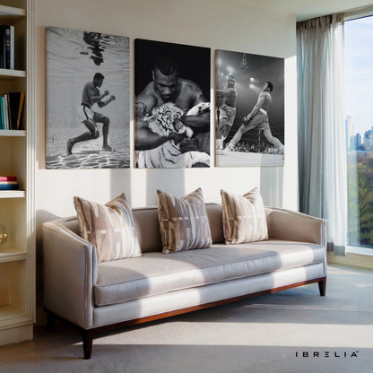 Muhammad Ali Legendary Boxing Moments 3 Panel 4K Ultra HD Wall Art in Pakistan | IBRELIA™ IBRELIA