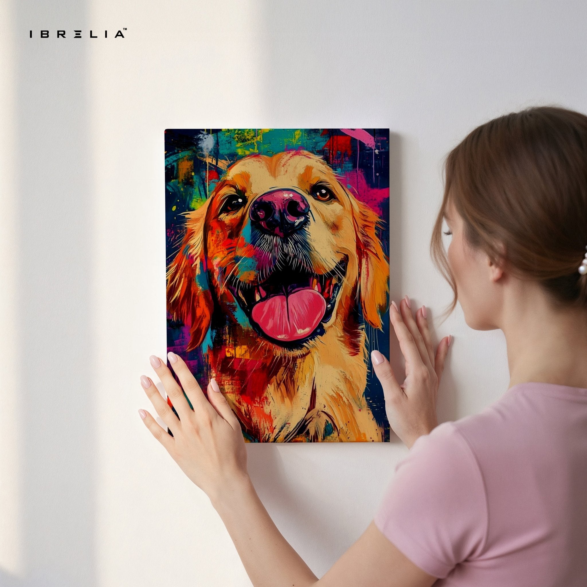 Colorful Golden Retriever Wall Frame | 4K Ultra Wrap Frame Wall Art in Pakistan | IBRELIA™