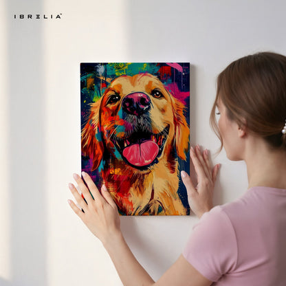Colorful Golden Retriever Wall Frame | 4K Ultra Wrap Frame Wall Art in Pakistan | IBRELIA™ - IBRELIA