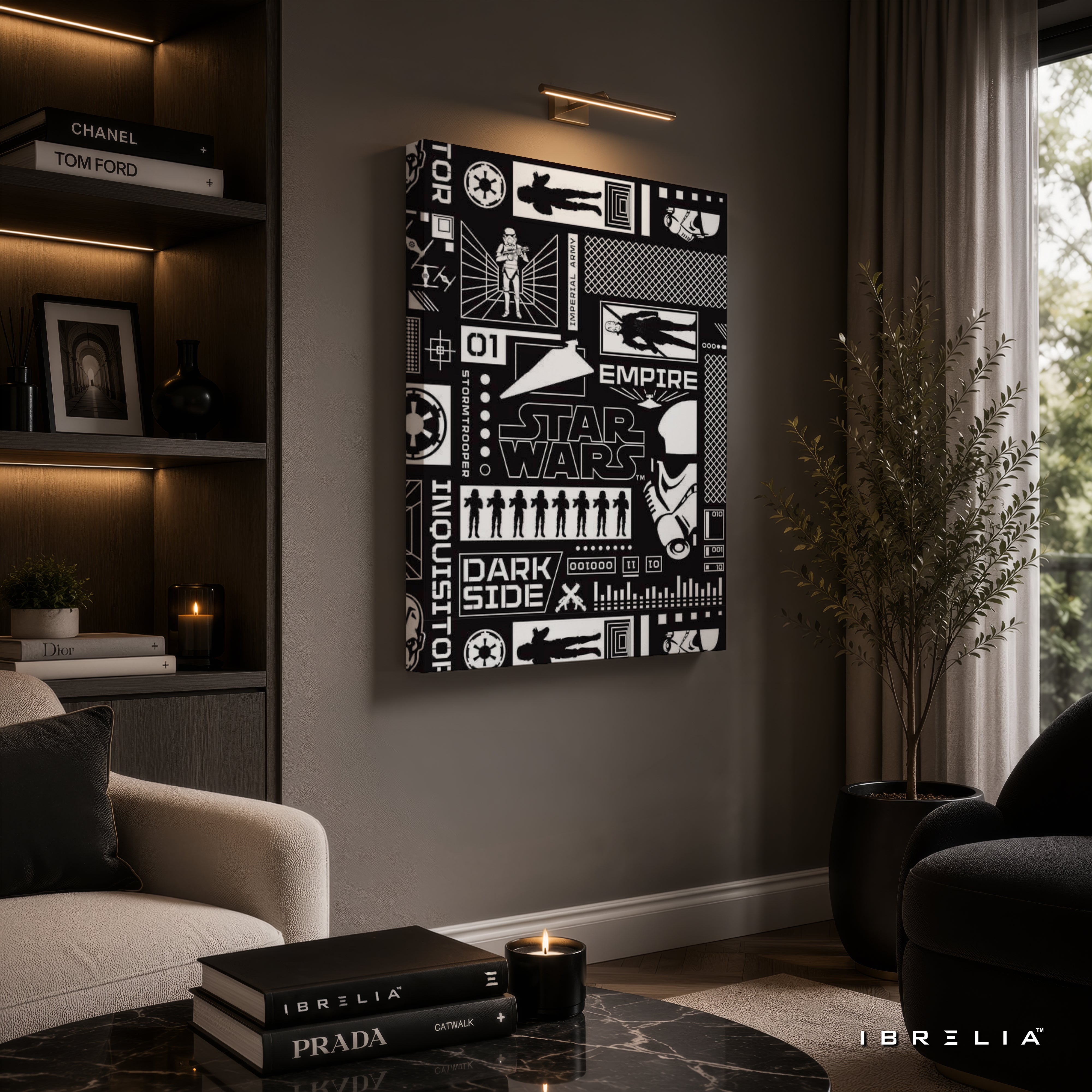 Star Wars Dark Side Blueprint Premium Canvas Wall Art – Imperial Empire Graphic Design | Sci-Fi Movie Decor | IBRELIA™