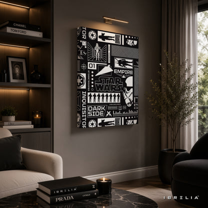 Star Wars Dark Side Blueprint Premium Canvas Wall Art – Imperial Empire Graphic Design | Sci-Fi Movie Decor | IBRELIA™