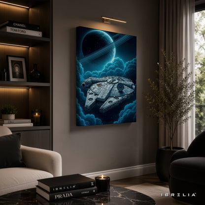 Millennium Falcon Premium Canvas Wall Art – Star Wars Spaceship Galaxy Artwork | Sci-Fi Movie Decor | IBRELIA™
