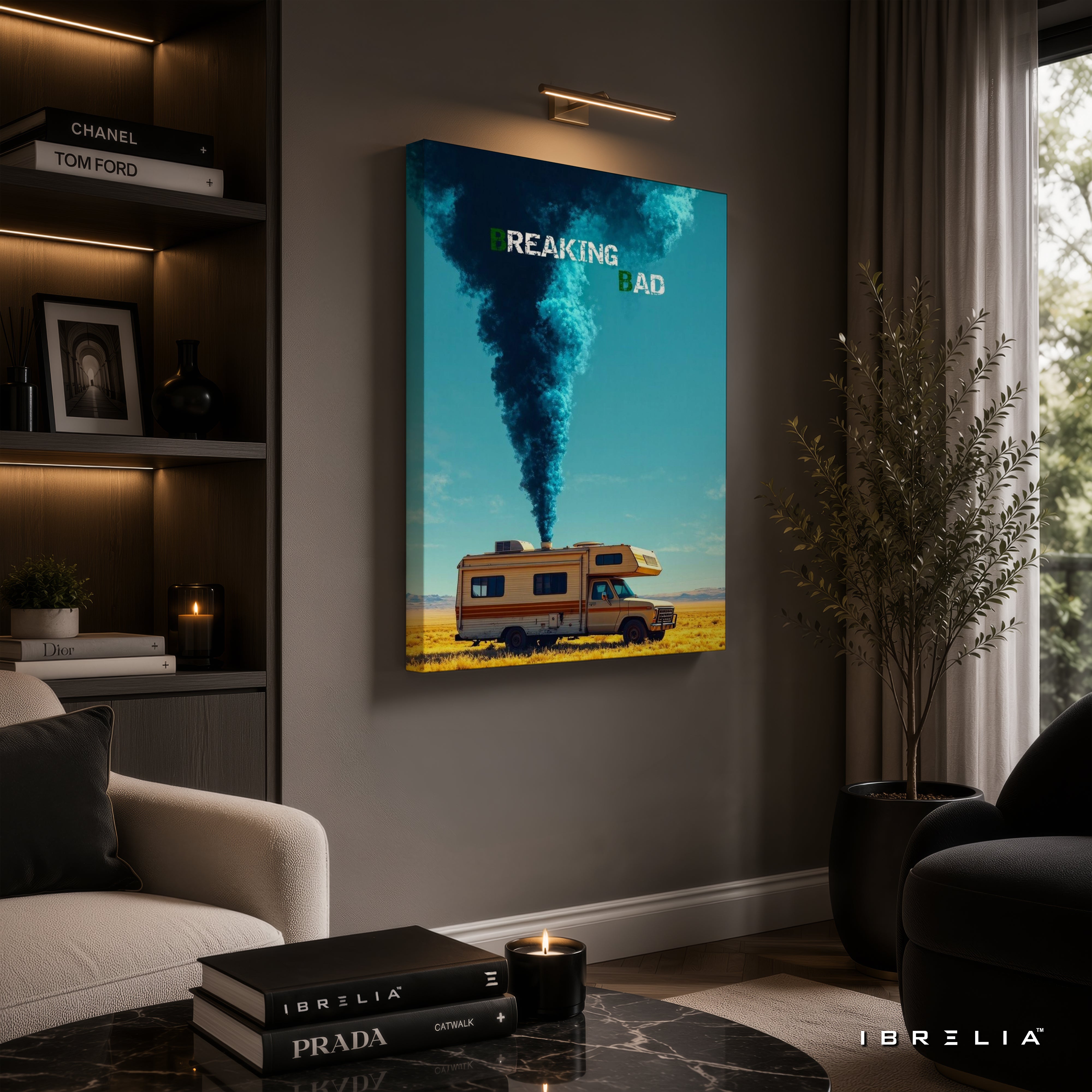 Breaking Bad RV Canvas Wall Art – Breaking Bad Desert RV Canvas Print | Heisenberg TV Series Wall Decor | IBRELIA™