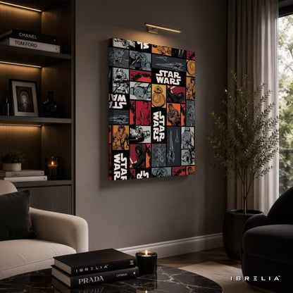 Star Wars Comic Collage Premium Canvas Wall Art – Retro Galaxy Poster | Sci-Fi Movie Decor | IBRELIA™