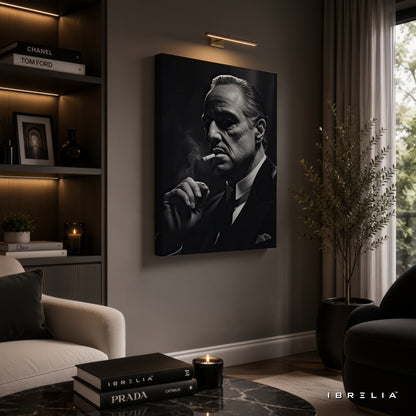 The Godfather Black & White Wall Art – Don Vito Corleone Premium Movie Wall Decor | IBRELIA™