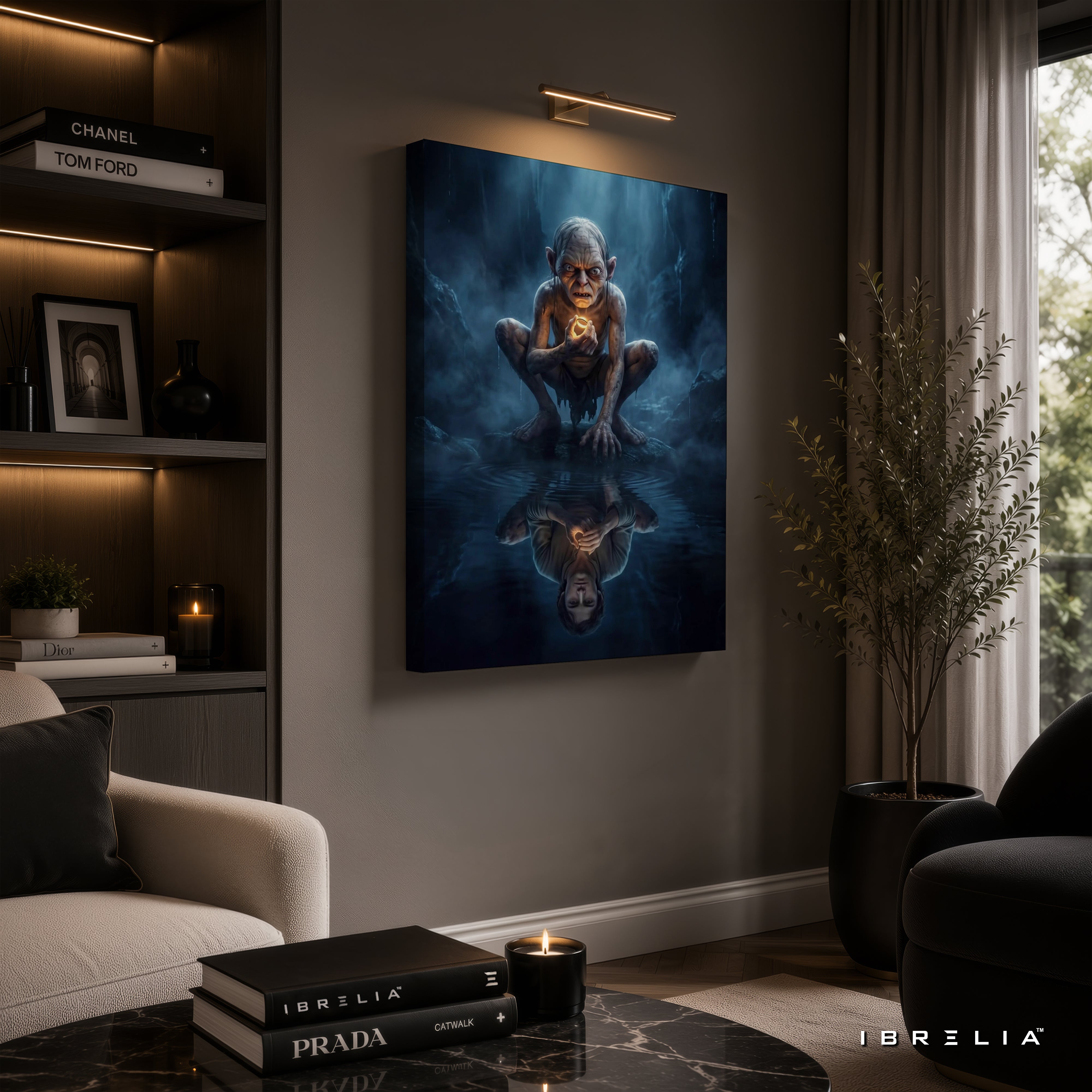 Gollum & The One Ring Premium Canvas Wall Art – Lord of the Rings Fantasy Artwork | Middle-earth Movie Decor | IBRELIA™